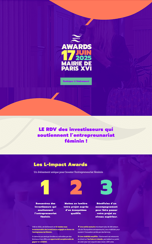 L-impact awards 2025- L-impact- l'association qui mets en place LE RDV des investisseurs qui soutiennent l’entrepreunariat féminin !